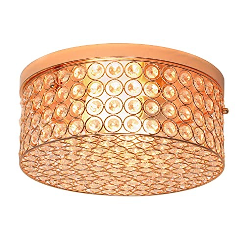 Home Outfitters Glam 2 Light 12 Inch Round Flush Mount, Rose Gold