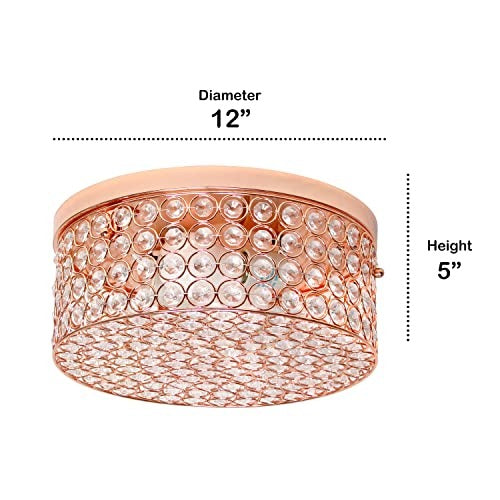 Home Outfitters Glam 2 Light 12 Inch Round Flush Mount, Rose Gold