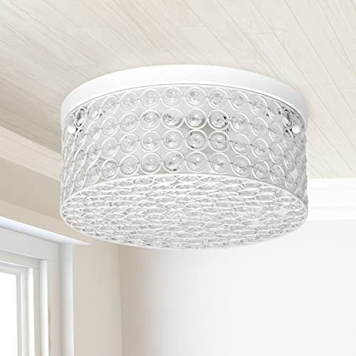 Home Outfitters Glam 2 Light 12 Inch Round Flush Mount, White