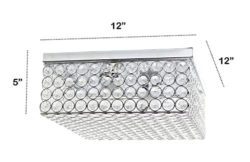Home Outfitters Glam 2 Light 12 Inch Square Flush Mount, Chrome