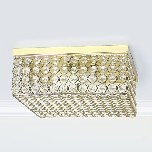 Home Outfitters Glam 2 Light 12 Inch Square Flush Mount, Gold