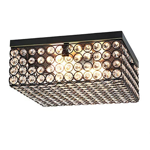 Home Outfitters Glam 2 Light 12 Inch Square Flush Mount, Restoration Bronze