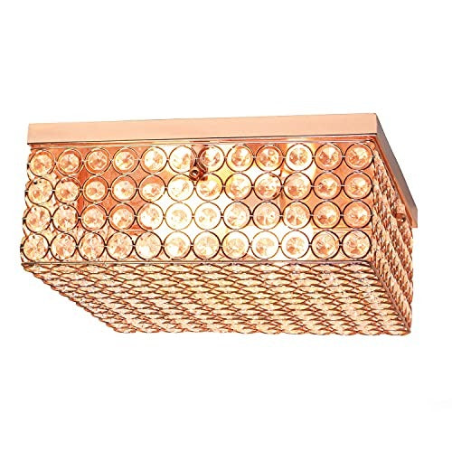 Home Outfitters Glam 2 Light 12 Inch Square Flush Mount, Rose Gold