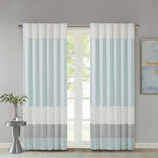 Madison Park Amherst Faux Silk Privacy Curtain Panel, Aqua, 50 x 84 in