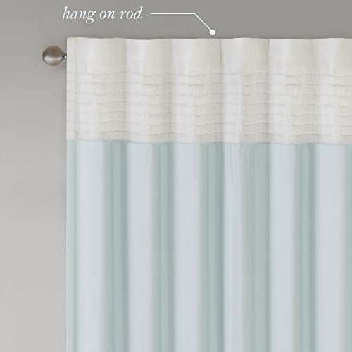 Madison Park Amherst Single Panel Faux Silk Rod Pocket Curtain with Privacy Lining for Living Room, Window Drape for Bedroom and Dorm, 50x84, Aqua
