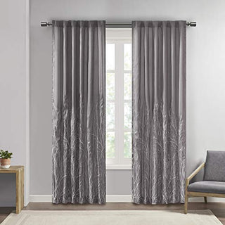 Madison Park Privacy Curtain Panel, Rod Pocket And Back Tabs, Grey, 50 x 95 in