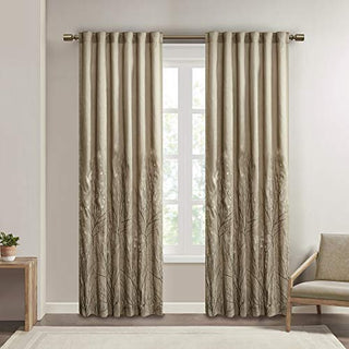 Andora Privacy Curtain Panel, Rod Pocket And Back Tabs, Tan, 50 x 95 in