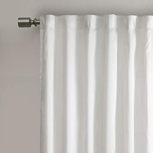 White Curtains For Living room , Transitional-Rod Pocket Curtains For Bedroom , Andora Embroidered Back Tab Fabric Window Curtains , 50X95", 1-Panel Pack