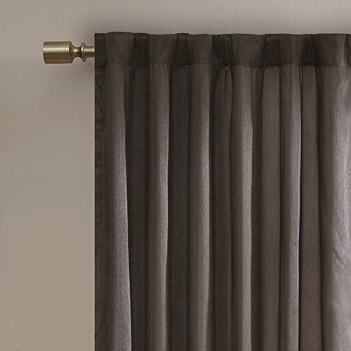 Chocolate Curtains For Living Room , Transitional-Rod Pocket Light Curtains For Bedroom , Andora Embroidered Back Tab Fabric Window Curtains , 50x84", 1-Panel Pack
