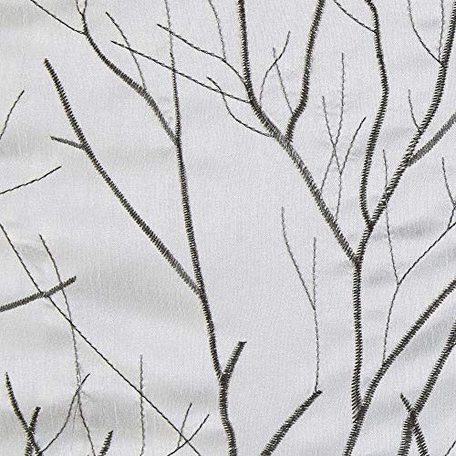 White Curtains For Living room , Transitional Rod Pocket Curtains For Bedroom , Embroidered Andora Back Tab Fabric Window Curtains , 50X84", 1-Panel Pack