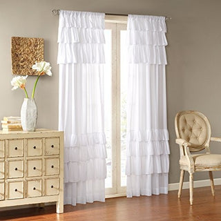 Madison Park Anna Privacy Curtain Panel, White, 50 x 84 in