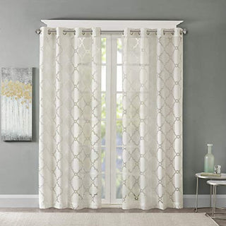 Madison Park Eden Sheer Curtain Panel, Grommet Top, 50 x 95 in