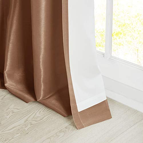 Madison Park Emilia Faux Silk Single Curtain with Privacy Lining, DIY Twist Tab Top, Window Drape for Living Room, Bedroom and Dorm, 50x108, Spice Red