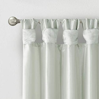 Madison Park Emilia Faux Silk Privacy Curtain Panel, Twist Tab, Dusty Aqua, 50 x 108 in
