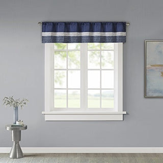Madison Park Amherst Faux Silk Privacy Curtain Panel, Navy, 50 x 18 in