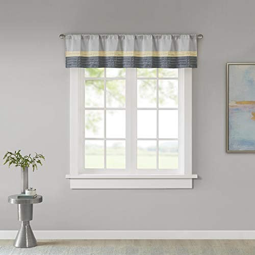 Madison Park Amherst Single Panel Faux Silk Rod Pocket Curtain With Privacy Lining for Living Room, Window Drapes for Bedroom and Dorm, 50x18, Yellow