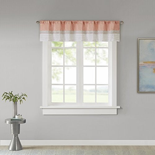 Rod Pocket Valance Window Curtains For Bedroom ,Transitional Modern Light Bedroom Curtains , Pieced Amherst Curtain Panels For Living Room Family Room Curtains , 50"x18"
