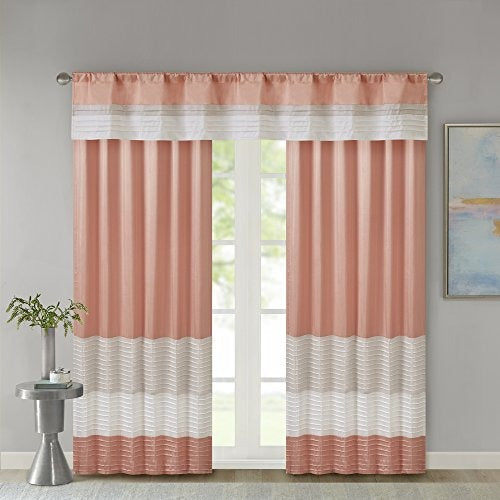 Rod Pocket Valance Window Curtains For Bedroom ,Transitional Modern Light Bedroom Curtains , Pieced Amherst Curtain Panels For Living Room Family Room Curtains , 50"x18"