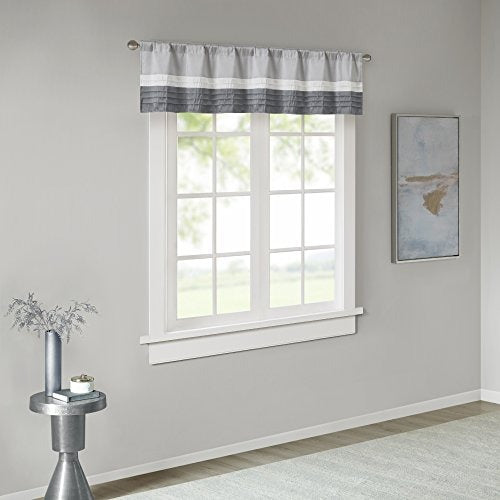 Madison Park Amherst Single Panel Faux Silk Rod Pocket Curtain with Privacy Lining for Living Room, Window Drapes for Bedroom and Dorm, 50x18, Grey