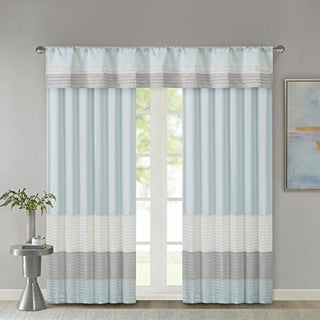 Madison Park Amherst Faux Silk Privacy Curtain Panel, Aqua, 50 x 18 in