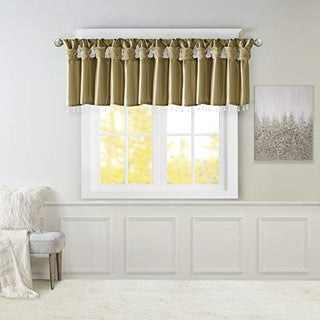 Madison Park Emilia Faux Silk Valance with Beads, Bronze Brown, 50 x 26 in