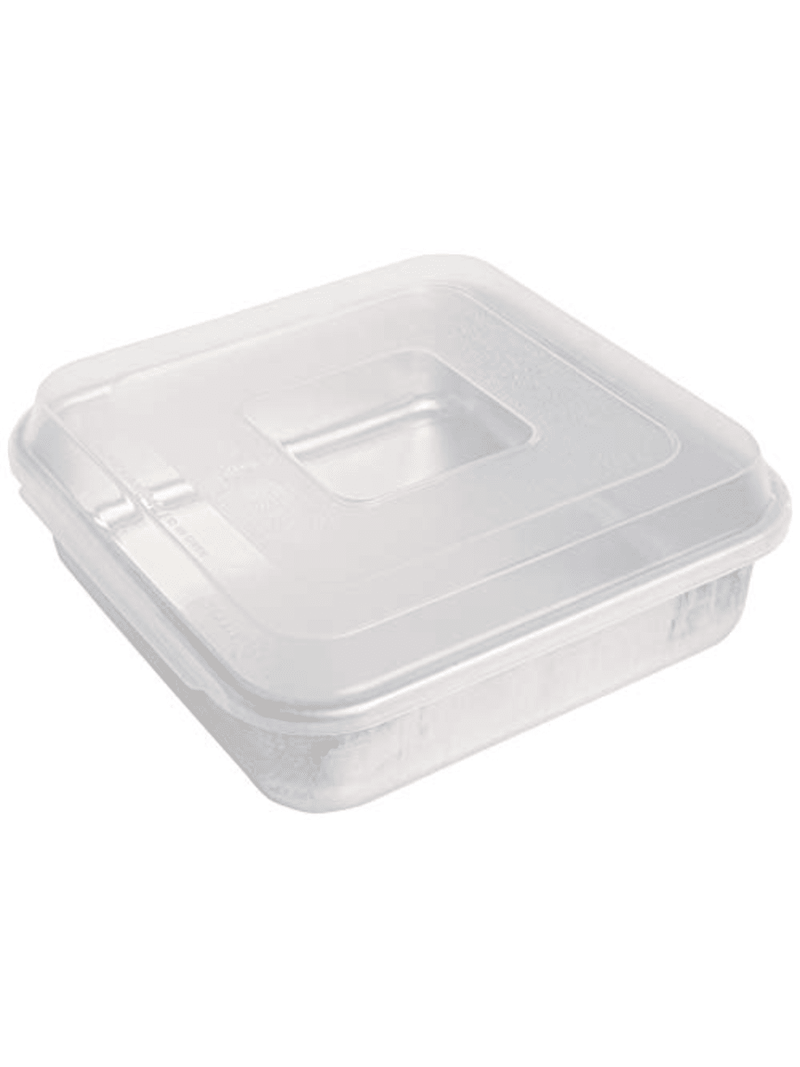 Nordic Ware Natural Aluminum Commercial Square Cake Pan with Lid, Exterior 9.88 x 9.88 Inches