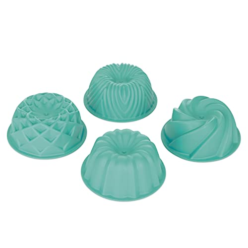 Nordic Ware 69800M Micro Mini Bundt Set, Four 1-Cup Servings, Blue