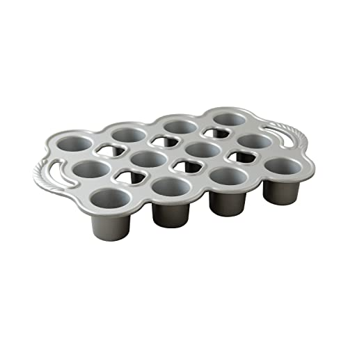 Nordic Ware Cast Aluminum Petite Popover Pan 1/4 Cup Each, 12 Cavity, Silver/Gray