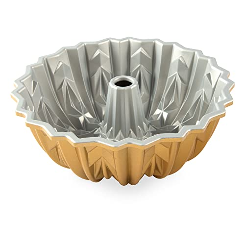 Nordic Ware Cut Crystal Cast Bundt Pan, 10 Cup Capacity, Gold