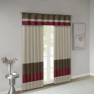 Madison Park Amherst Faux Silk Privacy Curtain Panel, Red, 50 x 18 in