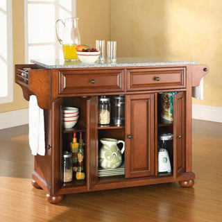 Alexandria Full Size Kitchen Island with Stainless Steel Top, Classic Cherry | SKU KF30003ACH