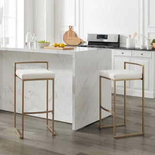 '- Harlowe 2pc Bar Stool Set Creme/ Gold – Set Of 2