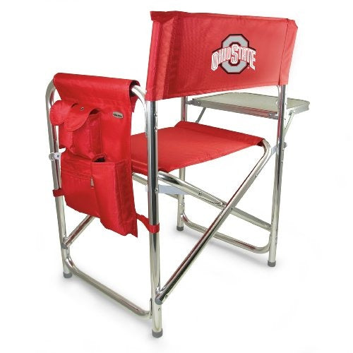 NCAA Ohio State Buckeyes Sports Chair with Side Table - Beach Chair - Camp Chair for Adults