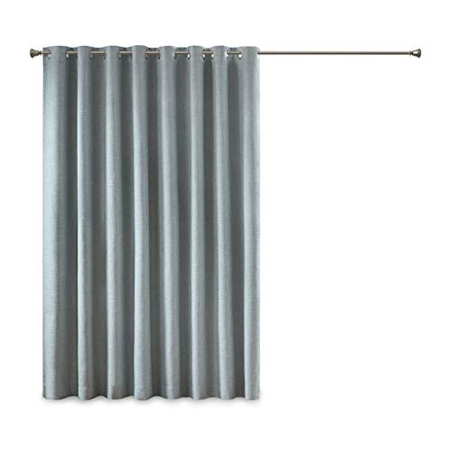 SUNSMART Maya Blackout Curtain Patio Single Window, Textured Heatherd Print, Grommet Top Living Room Décor, Thermal Insulated Light Blocking Drape for Bedroom and Apartments, 100x84, Aqua