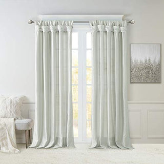 Madison Park Emilia Faux Silk Privacy Curtain Panel, Twist Tab, Dusty Aqua, 50 x 120 in