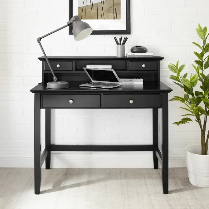 Crosley Furniture Campbell Desk & Hutch Set Black Desk & Hutch