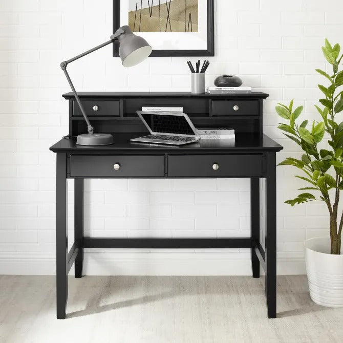Crosley Furniture - Campbell Desk & Hutch Set Black - Desk & Hutch
