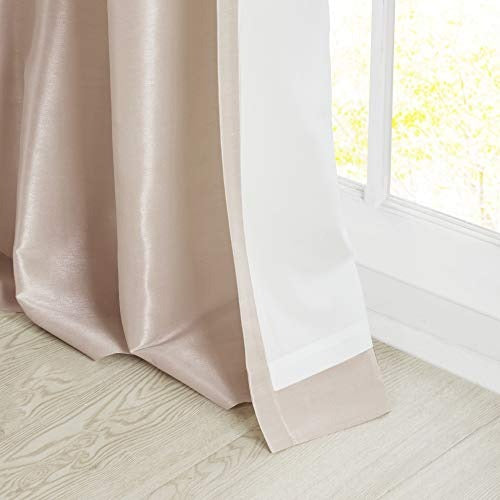 Madison Park Emilia Faux Silk Single Curtain with Privacy Lining, DIY Twist Tab Top Window Drape for Living Room, Bedroom and Dorm, 50 x 108 in, Blush