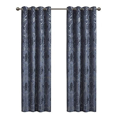 SUNSMART Total Blackout Grommet Top Curtain Panel with Navy Finish