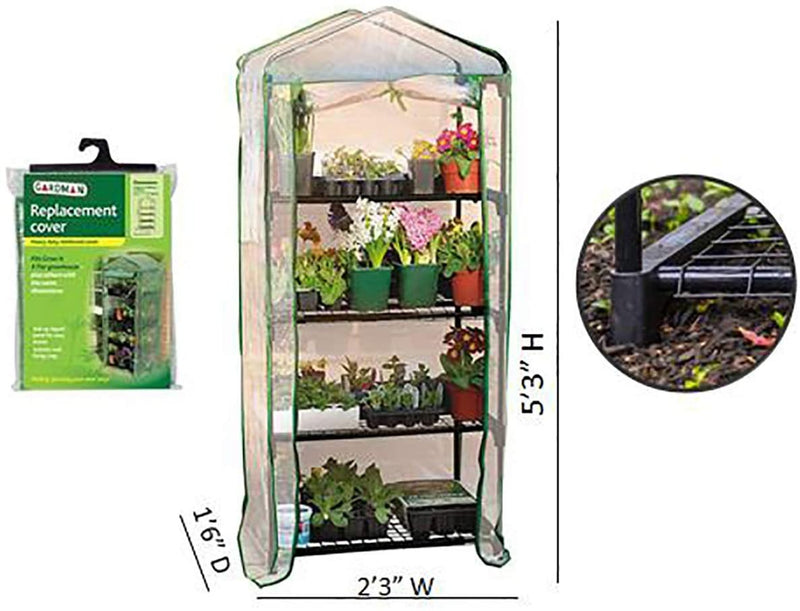 Gardman R687 4-Tier Mini Greenhouse, 27" Long x 18" Wide x 63" High