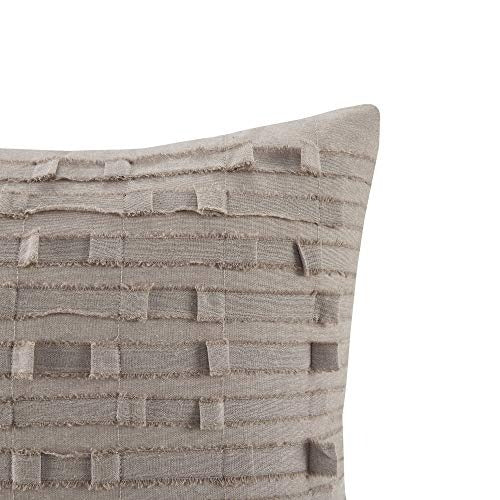 INK+IVY Mid Century Modern Cotton Decorative Pillow Hypoallergenic Sofa Cushion Lumbar, Back Support, 20"x20", Kerala, Taupe