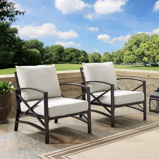 Crosley Furniture Kaplan 2-Piece Outdoor Chair Set in Oatmeal and Oil Rubbed Bronze Color