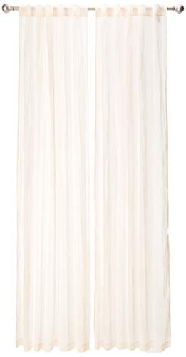 Madison Park Harper Sheer Bedroom, Modern Contemporary Window Curtain for Kitchen, Solid Fabric Panels, 42" x 95", Cream