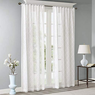 Madison Park Harper Sheer Curtain Panel, White, 50 x 84 in