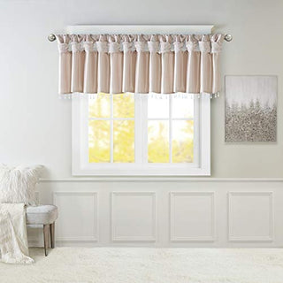 Madison Park Emilia Faux Silk Valance with Beads, Blush, 50 x 26 in