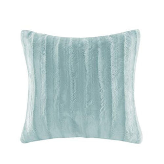 Madison Park York Faux Fur Throw Pillow, Blue, 20x20
