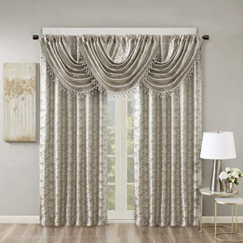 SUN SMART Cassius Jacquard Blackout Curtains for Bedroom, Luxury Gold Window Living Family-Room Kitchen, Rod Pocket, 1-Panel Pack, 46 x 38 in, Grey/Silver