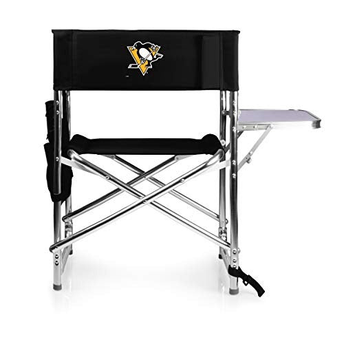 PICNIC TIME NHL Pittsburgh Penguins Sports Chair with Side Table - Beach Chair - Camp Chair for Adults