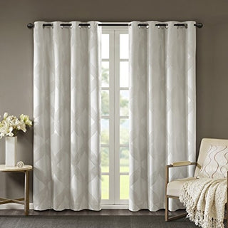 SunSmart Bentley Jacquard Total Blackout Curtain Panel, Grommet Top, Ivory
