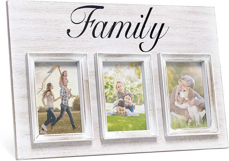 Home Outfitters 3 Photo White Wash Collage Frame 4x6 Picture Frame